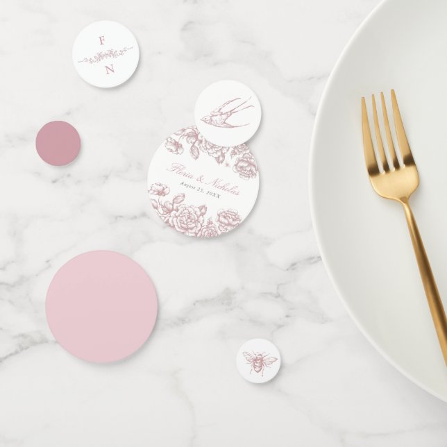 Pink Toile Wedding Table Confetti Chinoiserie (Group)