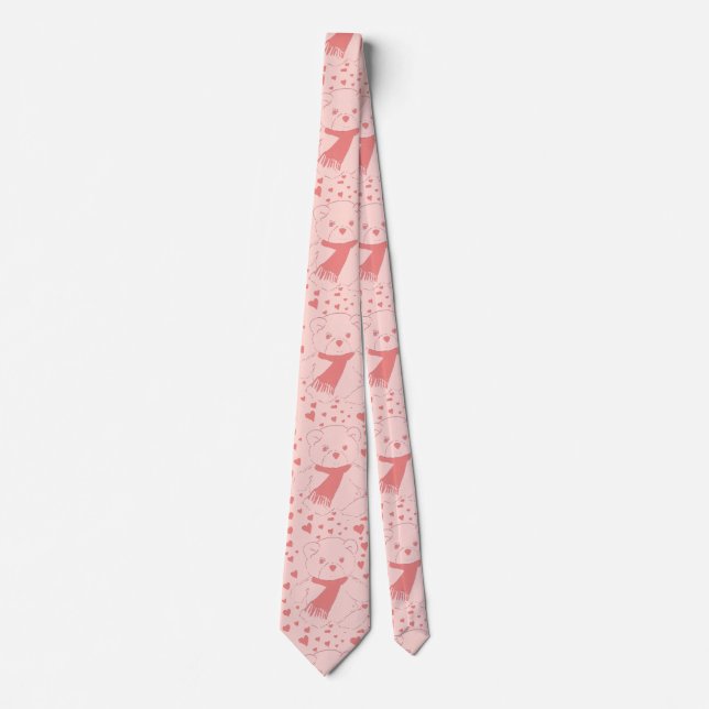 pink toned teddy bear tie (Front)