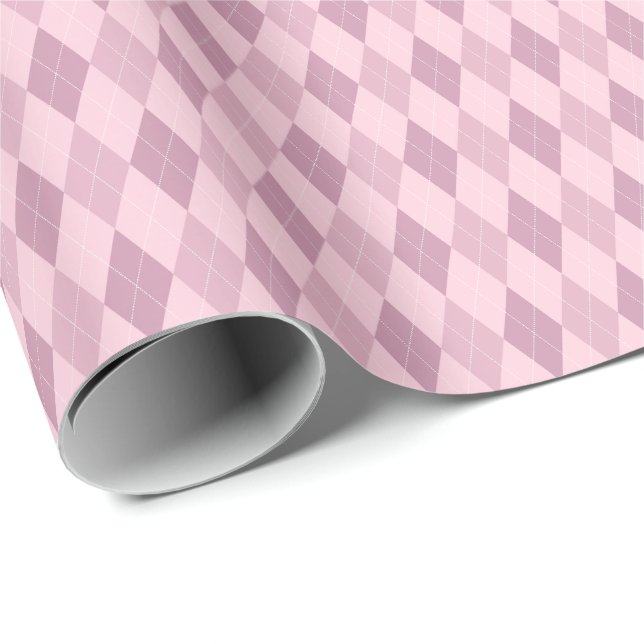 Pink Tones Argyle Wrapping Paper (Roll Corner)