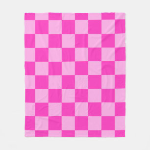 Pink Tones Chequered Square Seamless Pattern Throw Fleece Blanket