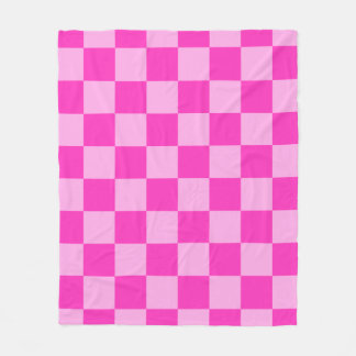 Pink Tones Chequered Square Seamless Pattern Throw Fleece Blanket