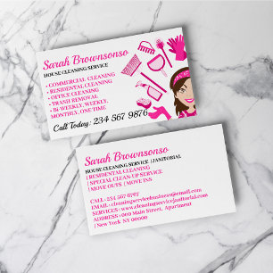 Pink Tones Cleaning, Repairing, Maintenance Lady Business Card