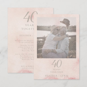 Pink Tones Couple Photo for Wedding Anniversary Invitation