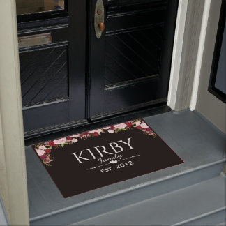 Pink Tones Floral Door Matt Personalized Doormat