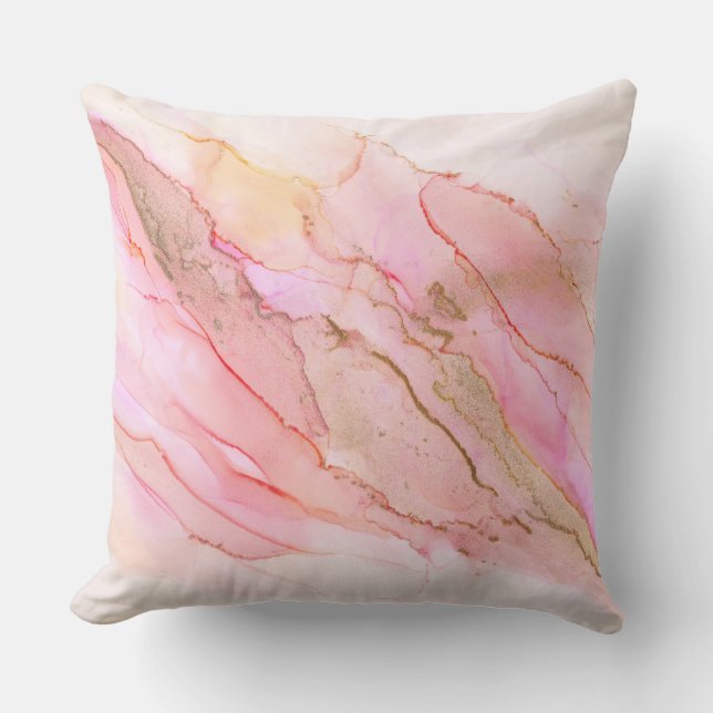 Pink Tones in Clouds of Ink With Gold Cushion (Front)