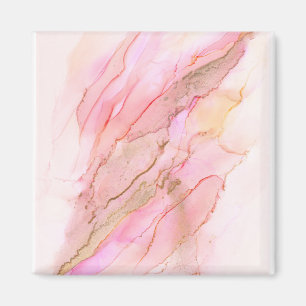 Pink Tones in Clouds of Ink With Gold Magnet