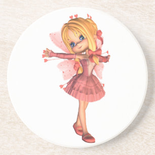Pink Toon Valentine Fairy - 1 Coaster