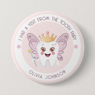 Pink Tooth Fairy  7.5 Cm Round Badge