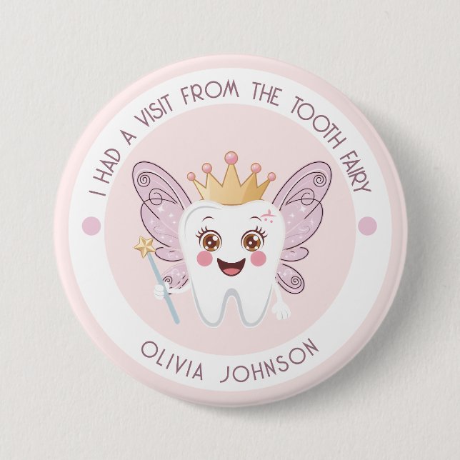 Pink Tooth Fairy  7.5 Cm Round Badge (Front)