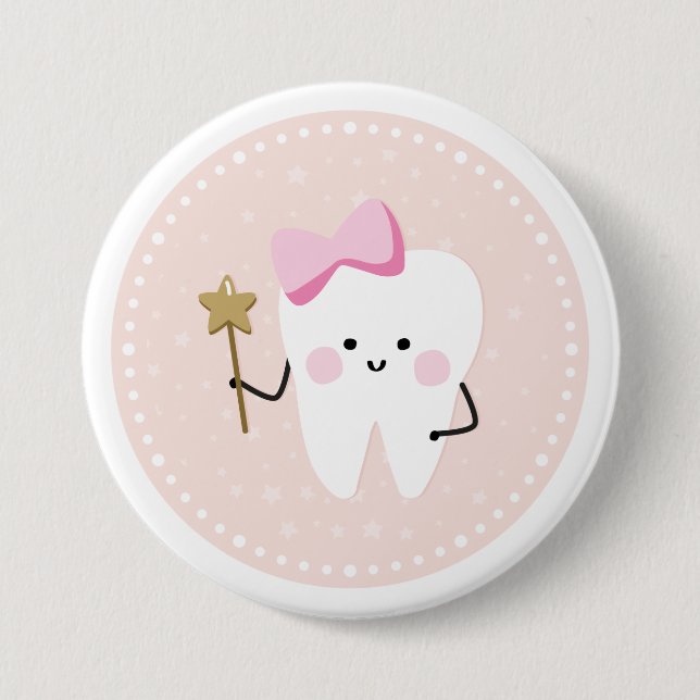 Pink Tooth Fairy Pin Button (Front)
