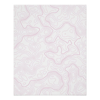 Pink Topographic Map Wall Poster