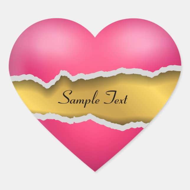 Pink Torn Heart Sticker (Front)