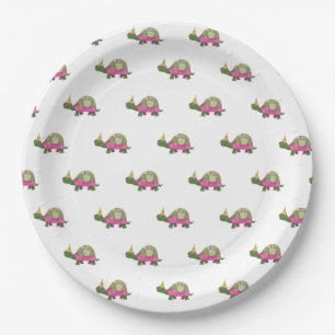 Pink Tortoise Birthday Plates   Girl Turtle Party