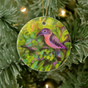 Pink toucanet ceramic ornament