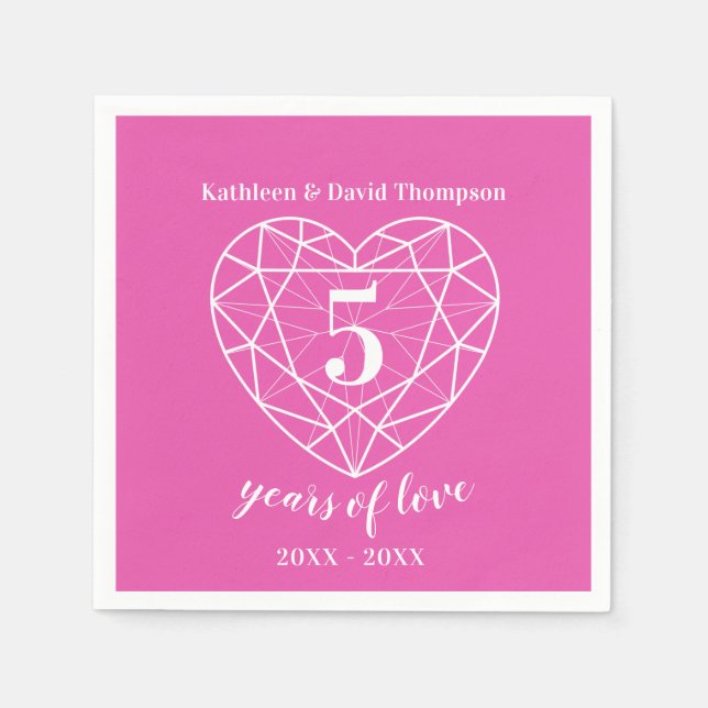 Pink tourmaline anniversary 5 years love napkins (Front)