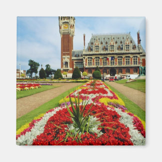 Pink Town Hall, Calais, France flowers Magnet