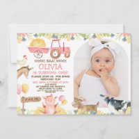 Pink Tractor Arch Farm Animals 1st Birthday