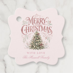 Pink Traditional Christmas Tree Pinkmas Favour Tags