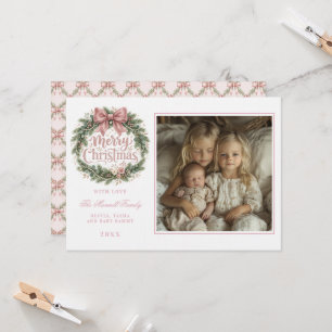 Pink Traditional Christmas Tree   Pinkmas Photo Invitation