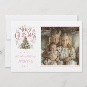 Pink Traditional Christmas Tree   Pinkmas Photo Invitation