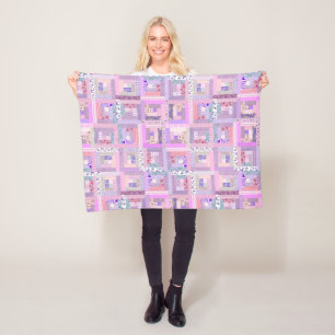 Pink Traditional Patchwork Quilt Retro Baby Fleece Blanket