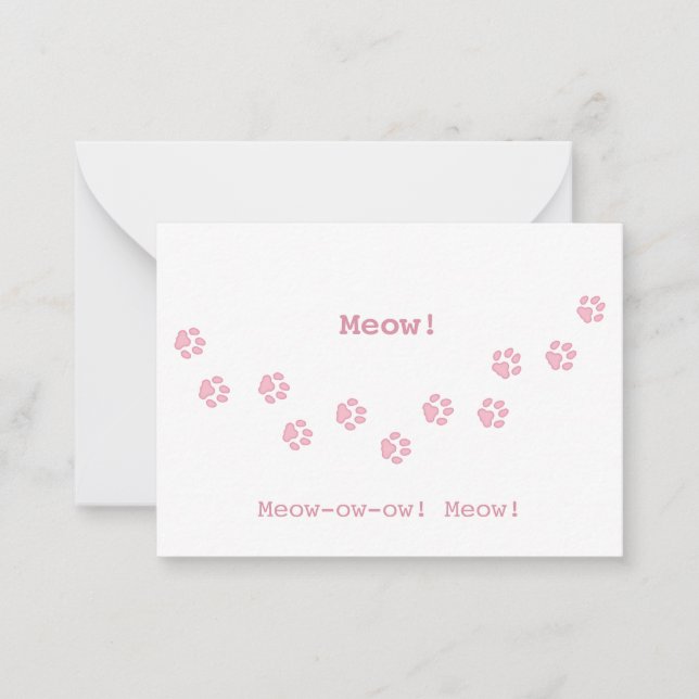 Pink Trail of Cat Paw Print Fun Customisable Card (Front)
