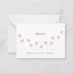 Pink Trail of Cat Paw Print Fun Customisable Card