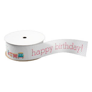 Pink Train Birthday Party Personalised Ribbon Grosgrain Ribbon