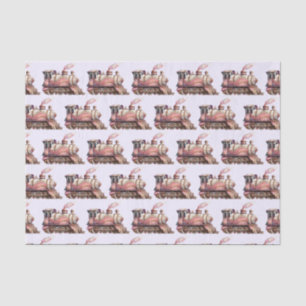 Pink Train Engine Vintage Steampunk Style Pattern Tissue Paper