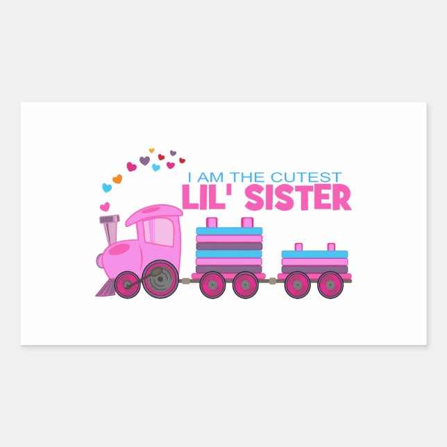 Pink Train - Lil' Sister Rectangular Sticker (Front)