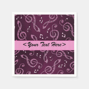 Pink Treble Clefs Stylish Personalise Napkins