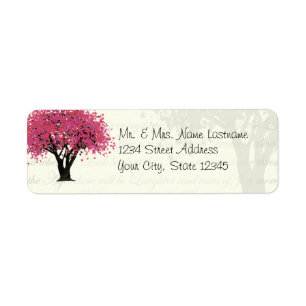 Pink Tree Address Return Address Label