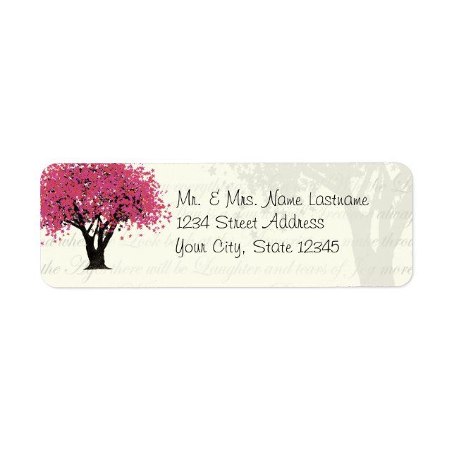 Pink Tree Address Return Address Label (Front)
