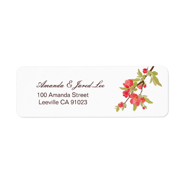 Pink Tree Blossoms Wedding Address Labels (Front)