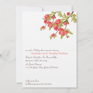 Pink Tree Blossoms Wedding Anniversary Invite