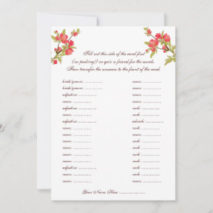 Pink Tree Blossoms Wedding Vows Libs Cards