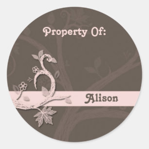 Pink Tree Bookplate Sticker