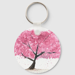 Pink tree cherry blossom key ring
