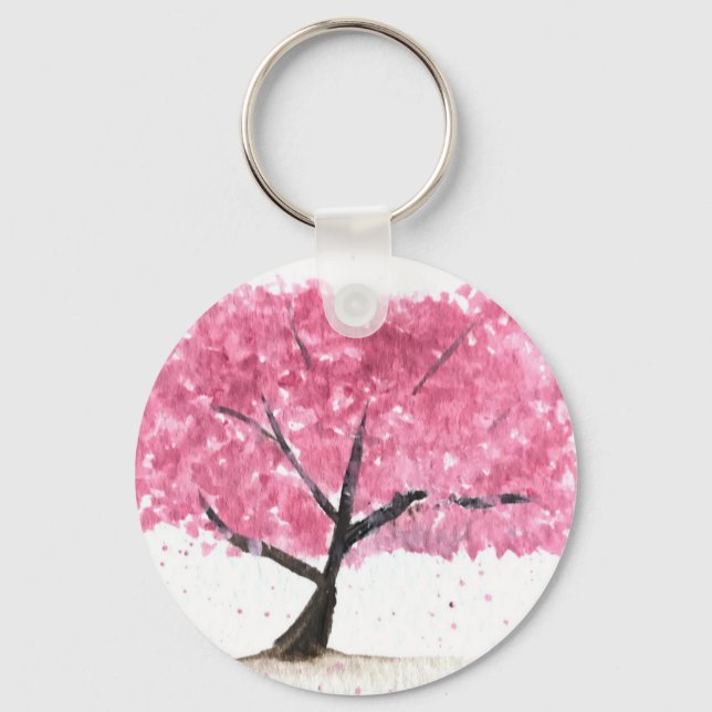 Pink tree cherry blossom key ring (Front)