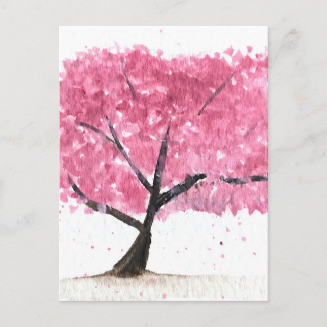 Pink tree cherry blossom postcard (Front)