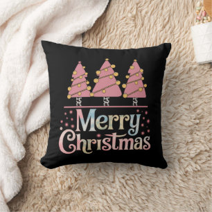 Pink Tree Christmas Holiday Winter Girl  Cushion