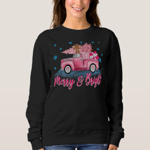 Pink Tree Christmas Merry And Bright Pink Truck Xm Sweatshirt