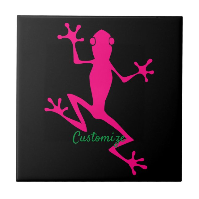 Pink Tree Frog Thunder_Cove Ceramic Tile (Front)