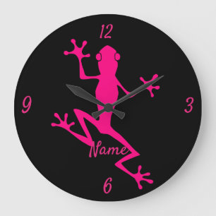 Pink Tree Frog Thunder_Cove Large Clock