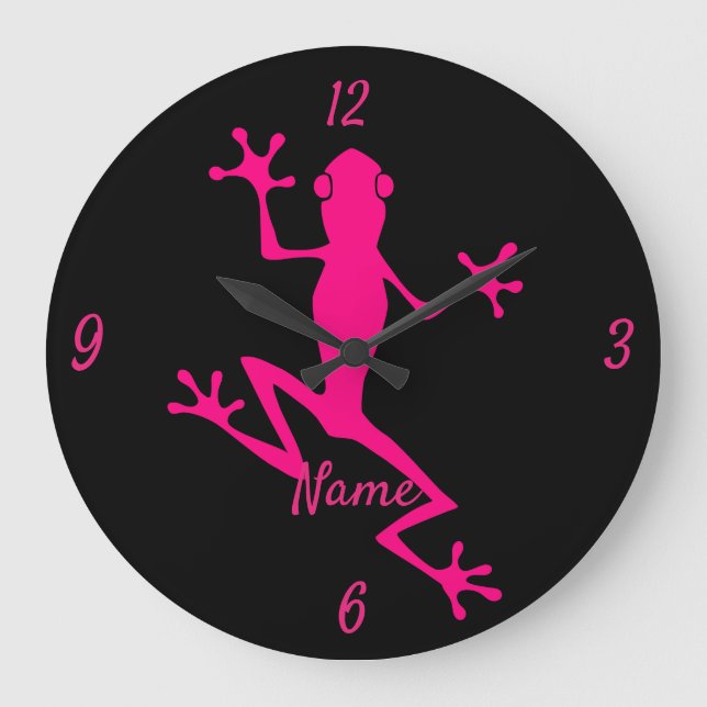 Pink Tree Frog Thunder_Cove Large Clock (Front)