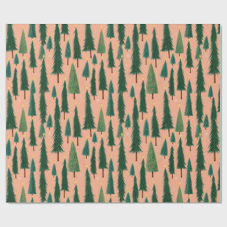Pink Tree Gift Wrap, Modern Holiday Wrapping Paper