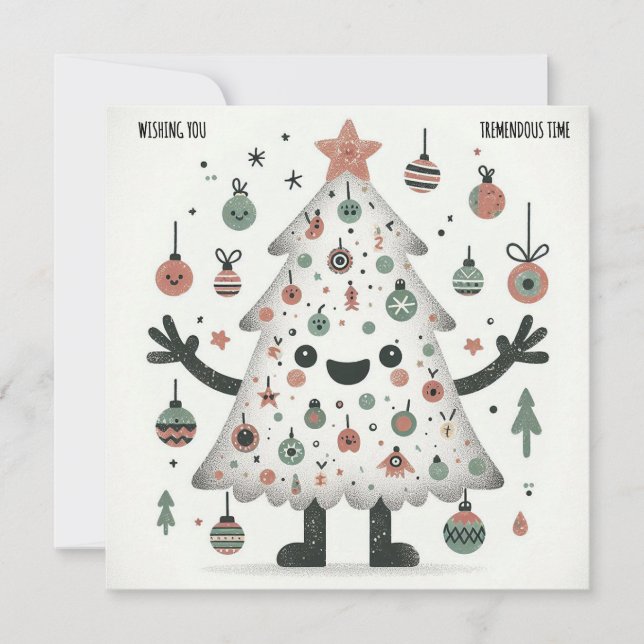 Pink Tree-mendous Time Holiday Card (Front)