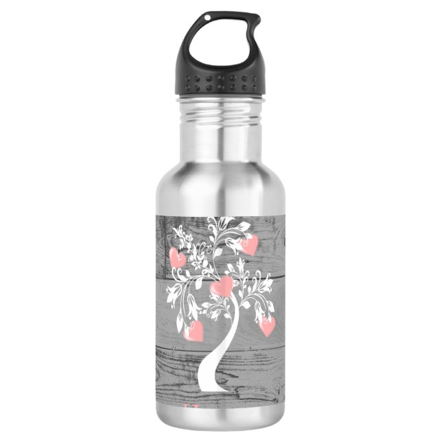 Pink Tree of Hearts Personalised 710 Ml Water Bottle (Front)