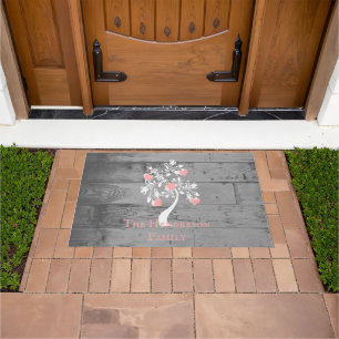 Pink Tree of Hearts Personalised Doormat