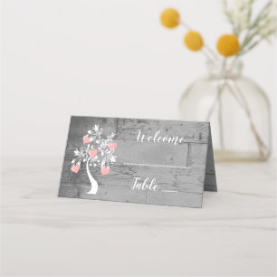 Pink Tree of Hearts Reception Place Card